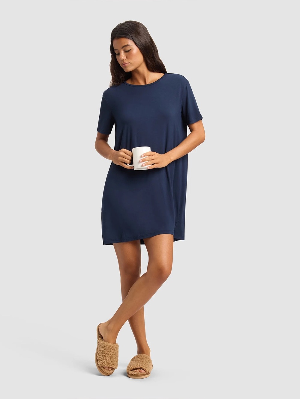NWT Cozy Earth Women's Bamboo Stretch-Knit Sleep Dress Size Large